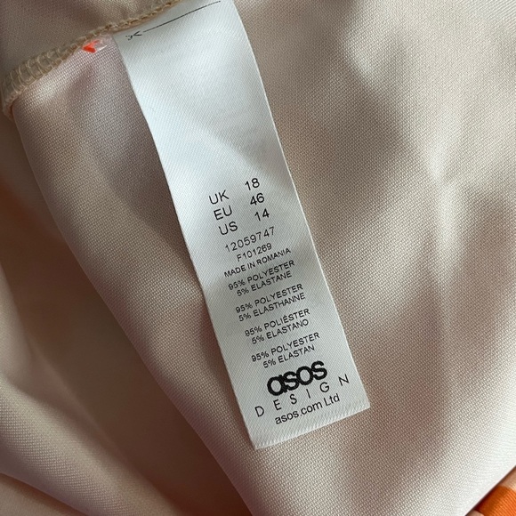 NWT ASOS Curve Square Neck Long Sleeve Wrap Mini Dress Orange Polka Dot - Picture 12 of 12